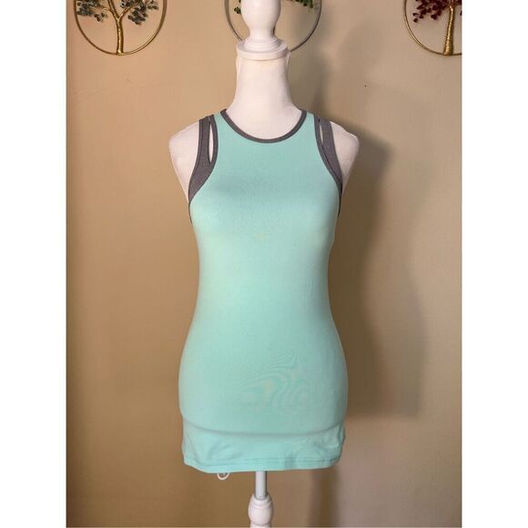 Lululemon Inspiration Tank Toothpaste Mint Green / Heathered Slate Gray 4 - Picture 1 of 8